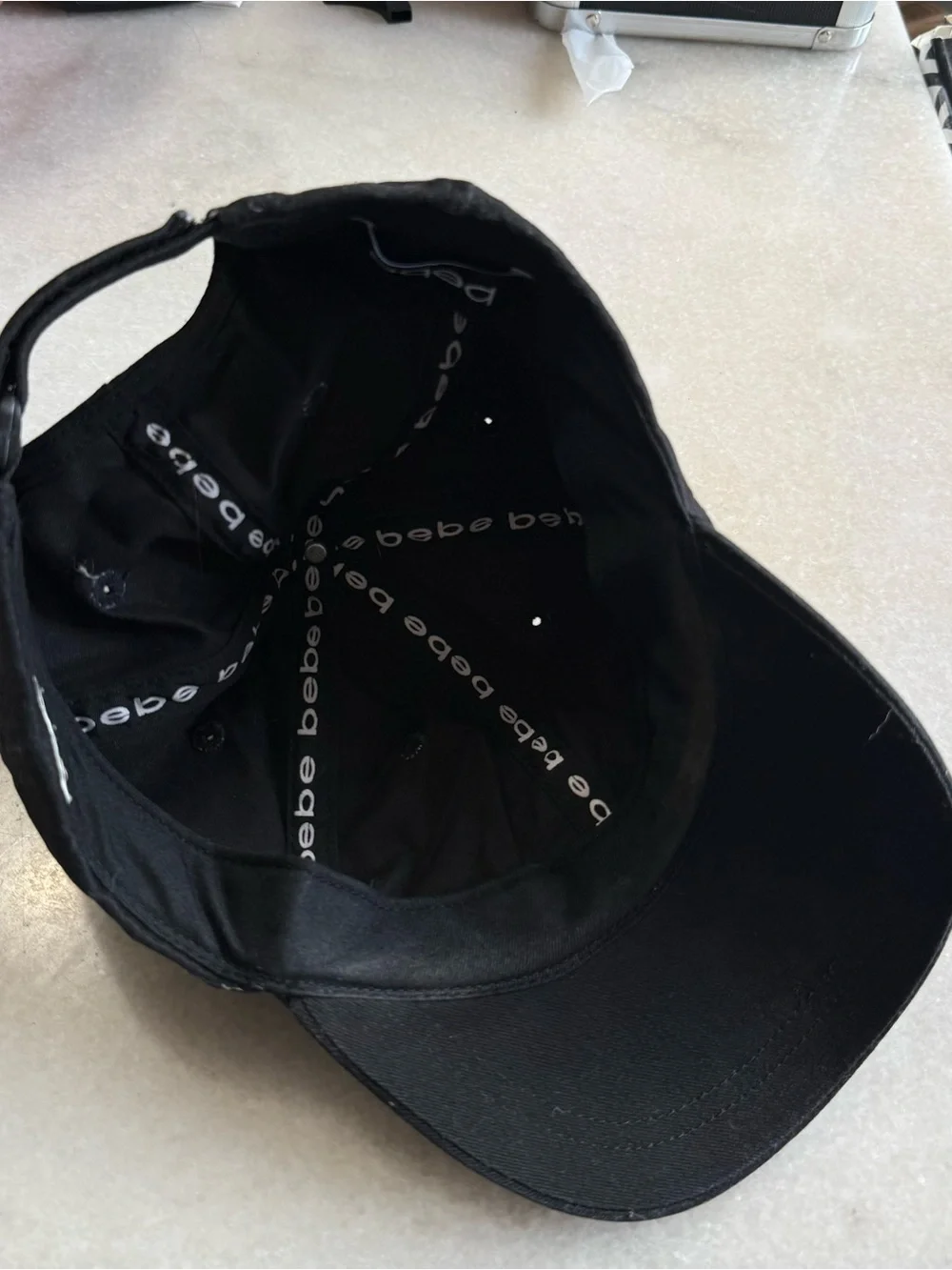 Y2K Bebe black rhinestone bedazzled ball cap